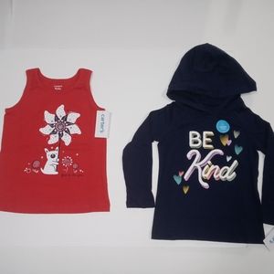 Pack of 2 Carter's 4T tops: Red Sleeveless  and Blue Hoodie